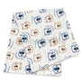 Babakirály Mintás kifogó (Textil pelenka anyagú fürdőlepedő) - Kék és barna macifejes