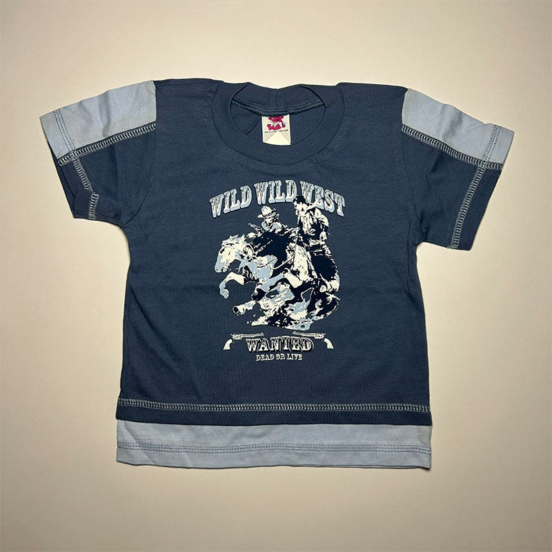 Rövid ujjú pamut póló - Wild west - Kék